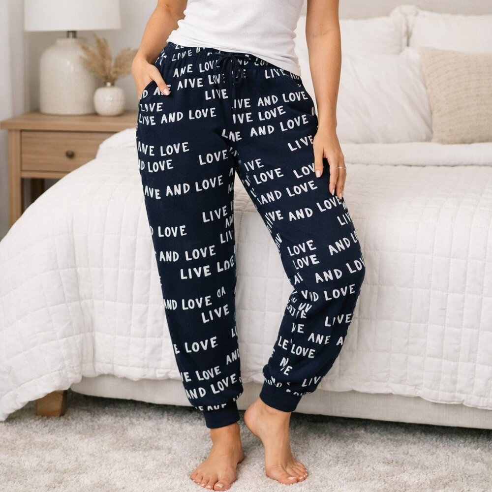 Navy “Live and Love” Joggers – Women’s Medium